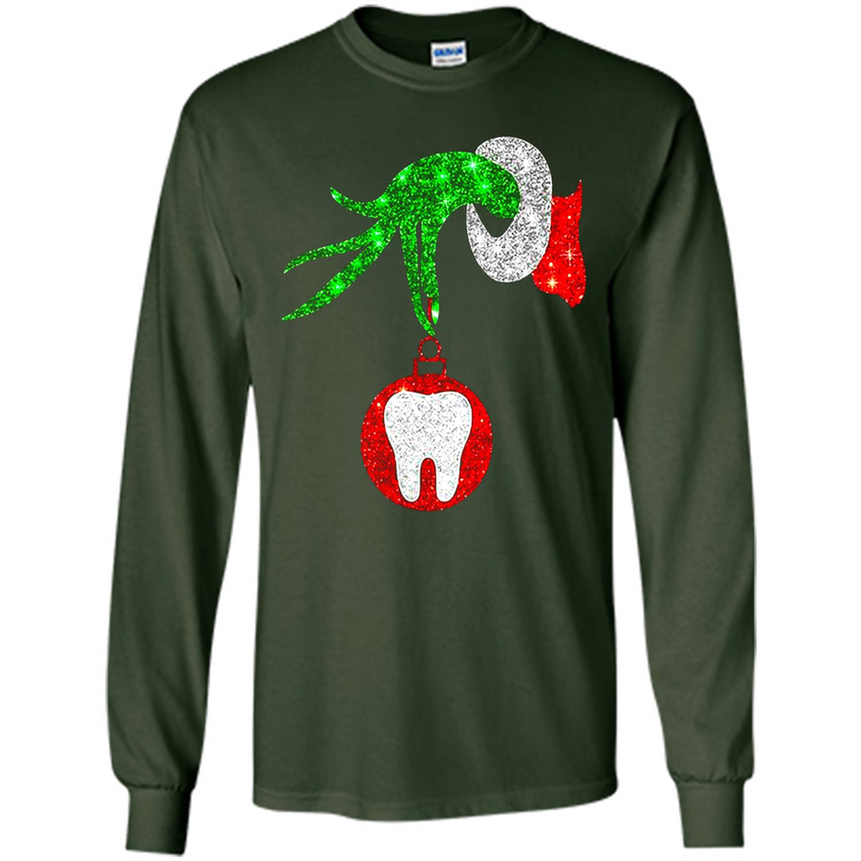 Christmas Nurse Grinch hand holding clinic dental ornament - Long Sleeve T-Shirt