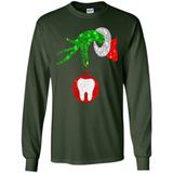 Christmas Nurse Grinch hand holding clinic dental ornament - Long Sleeve T-Shirt