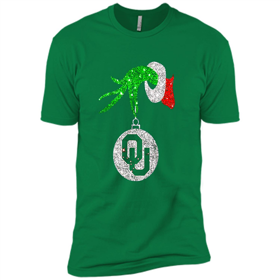 Amazing tee Oklahoma Sooners Glitter Grinch Monogram Ornament Christmas Gift - Premium Short Sleeve T-Shirt