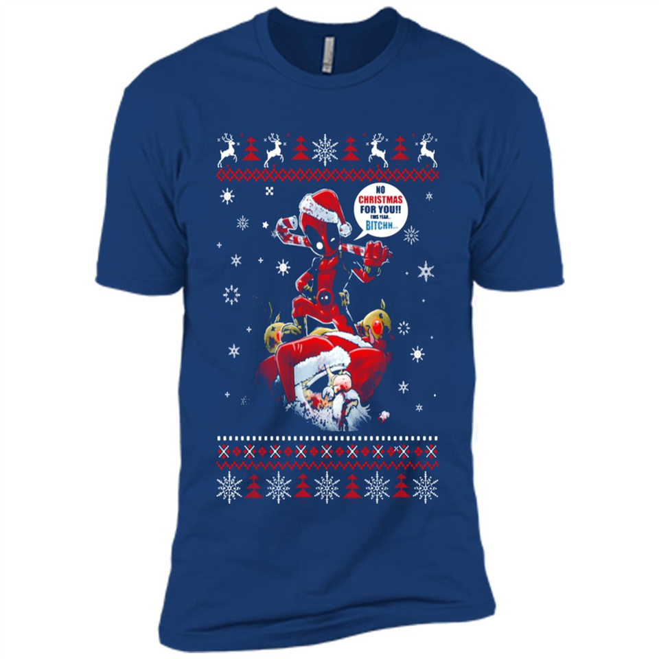 No Christmas for You – Deadpool Santa Claus Ugly Sweater - Premium Short Sleeve T-Shirt