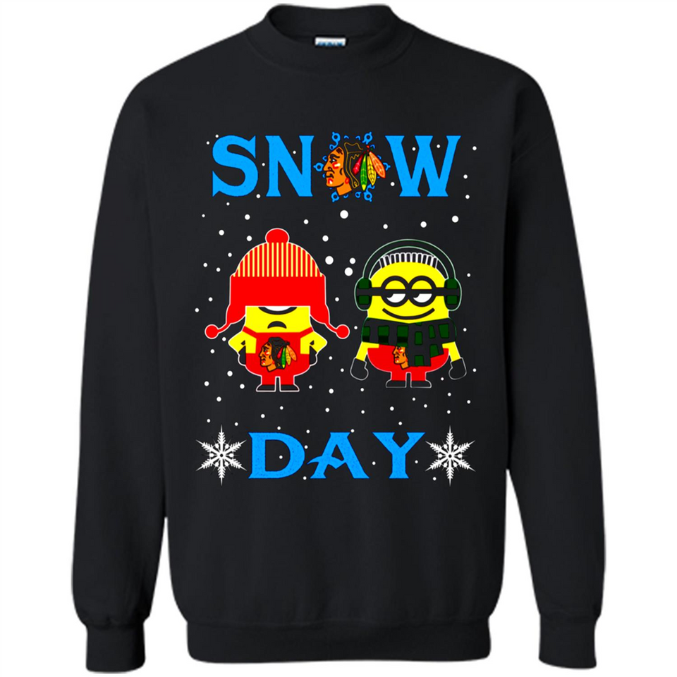 Snow Day Shirt For Chicago Blackhawks Vs Minion Fans pingpong