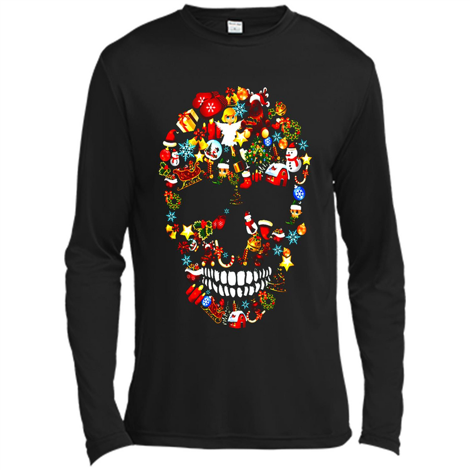 Skull Christmas Decorations Merry Xmas T-Shirt - Canvas Long Sleeve T-Shirt