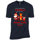 Never Underestimate A July Woman Watches Hallmark Movies Sweatshirt - Premium Short Sleeve T-Shirt