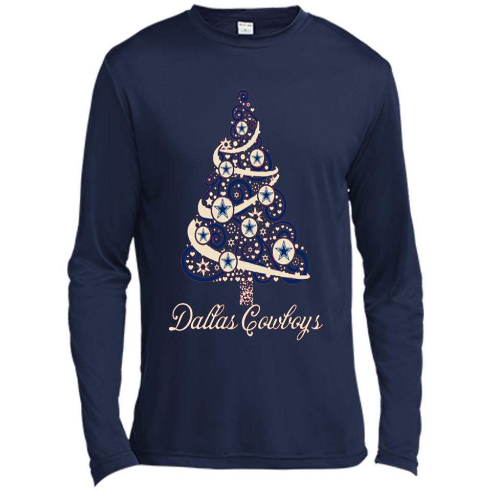 Dallas Cowboys NFL Football Team Logo Christmas Tree T-Shirt - Canvas Long Sleeve T-Shirt