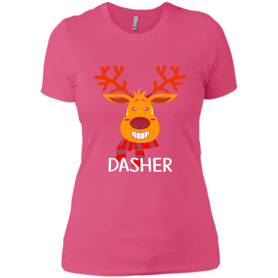 Dasher Reindeer Santa Claus Funny Xmas Holiday T-Shirt - Ladies' Boyfriend T-Shirt