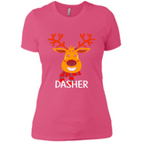 Dasher Reindeer Santa Claus Funny Xmas Holiday T-Shirt - Ladies' Boyfriend T-Shirt