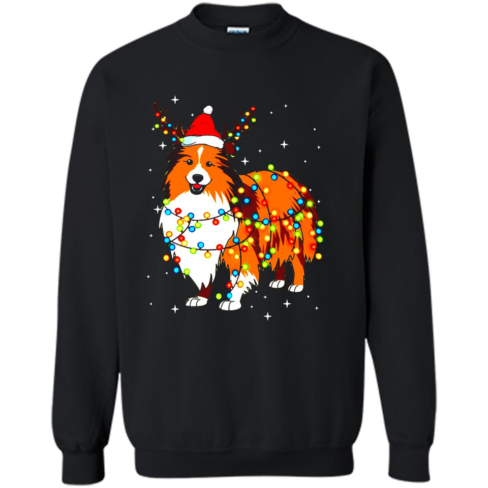Christmas Lights Shetland Sheepdog Wearing Santa Hat Funny Xmas Mug - Sweatshirt