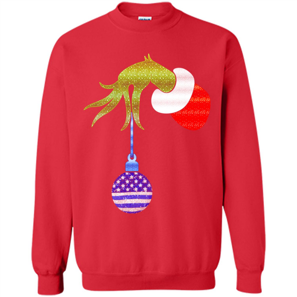 Grinch Holding American Flag ornament Christmas