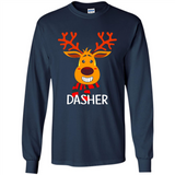 Dasher Reindeer Santa Claus Funny Xmas Holiday T-Shirt - Long Sleeve T-Shirt