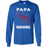 Papa Moose Funny Christmas Plaid Buffalo T-Shirt - Long Sleeve T-Shirt