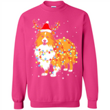 Christmas Lights Shetland Sheepdog Wearing Santa Hat Funny Xmas - Sweatshirt