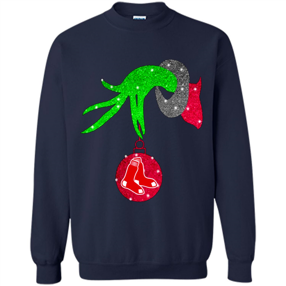GRINCH HAND HOLDING BOSTON RED SOX GLITTER CHRISTMAS PINGPONG