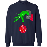 GRINCH HAND HOLDING BOSTON RED SOX GLITTER CHRISTMAS PINGPONG