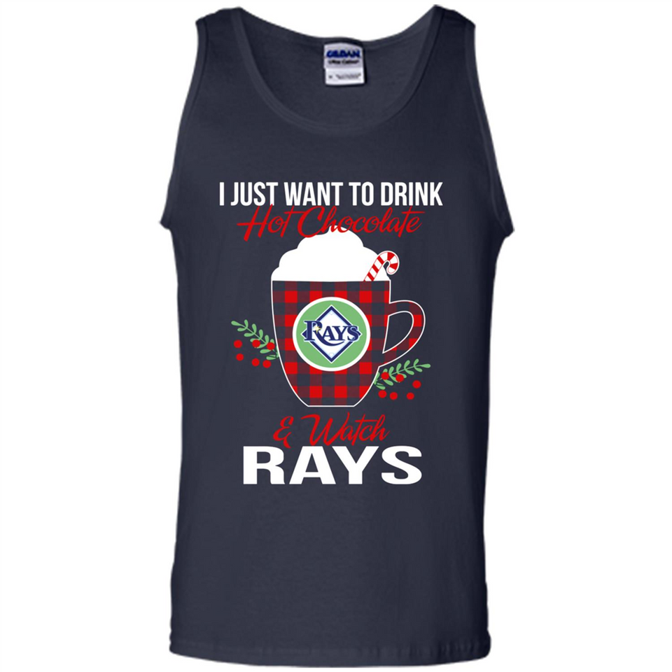 I Just Want To Drink Hot Chocolate & Watch Tampa Bay Rays Ugly Christmas Sweater PINGPONG