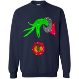 GRINCH HAND HOLDING CHICAGO BLACKHAWKS GLITTER CHRISTMAS PINGPONG