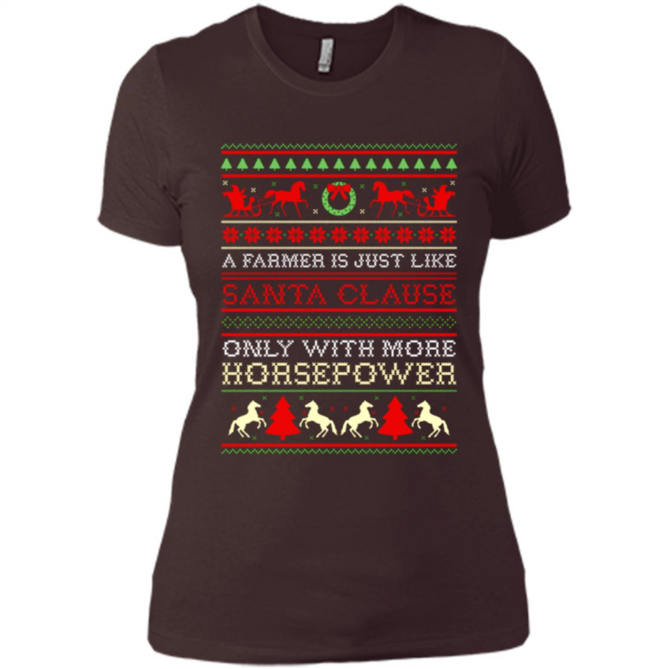 Funny Farmers Gift Ugly Santa Claus Horsepower - Ladies' Boyfriend T-Shirt