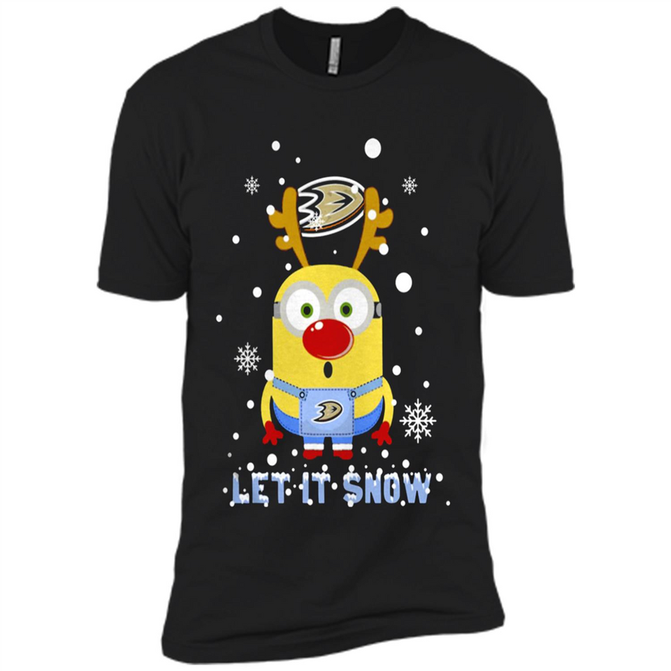 Minion Anaheim Ducks Ugly Christmas Sweater Let it Snow - Premium Short Sleeve T-Shirt