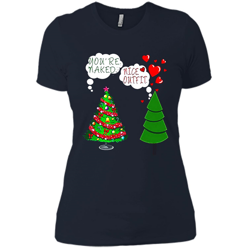 Fir Loves Christmas Tree Funny Undecorated Joke - Ladies' Boyfriend T-Shirt