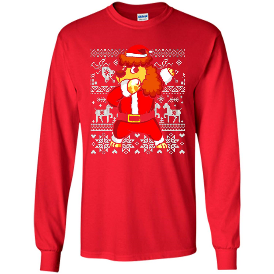 Dabbing Poodle Santa Christmas Holiday Sweatshirt - Long Sleeve T-Shirt