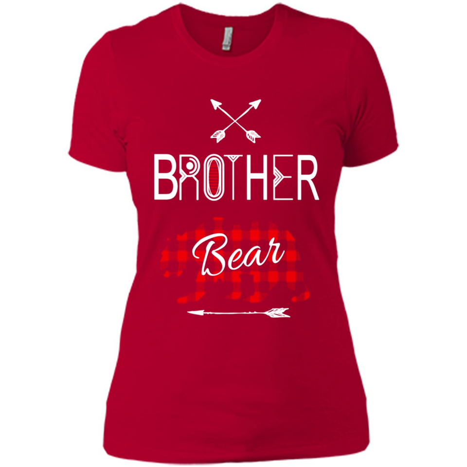 Brother Shirt Buffalo Plaid Family Camping Bear Tee - Ladies' Boyfriend T-Shirt
