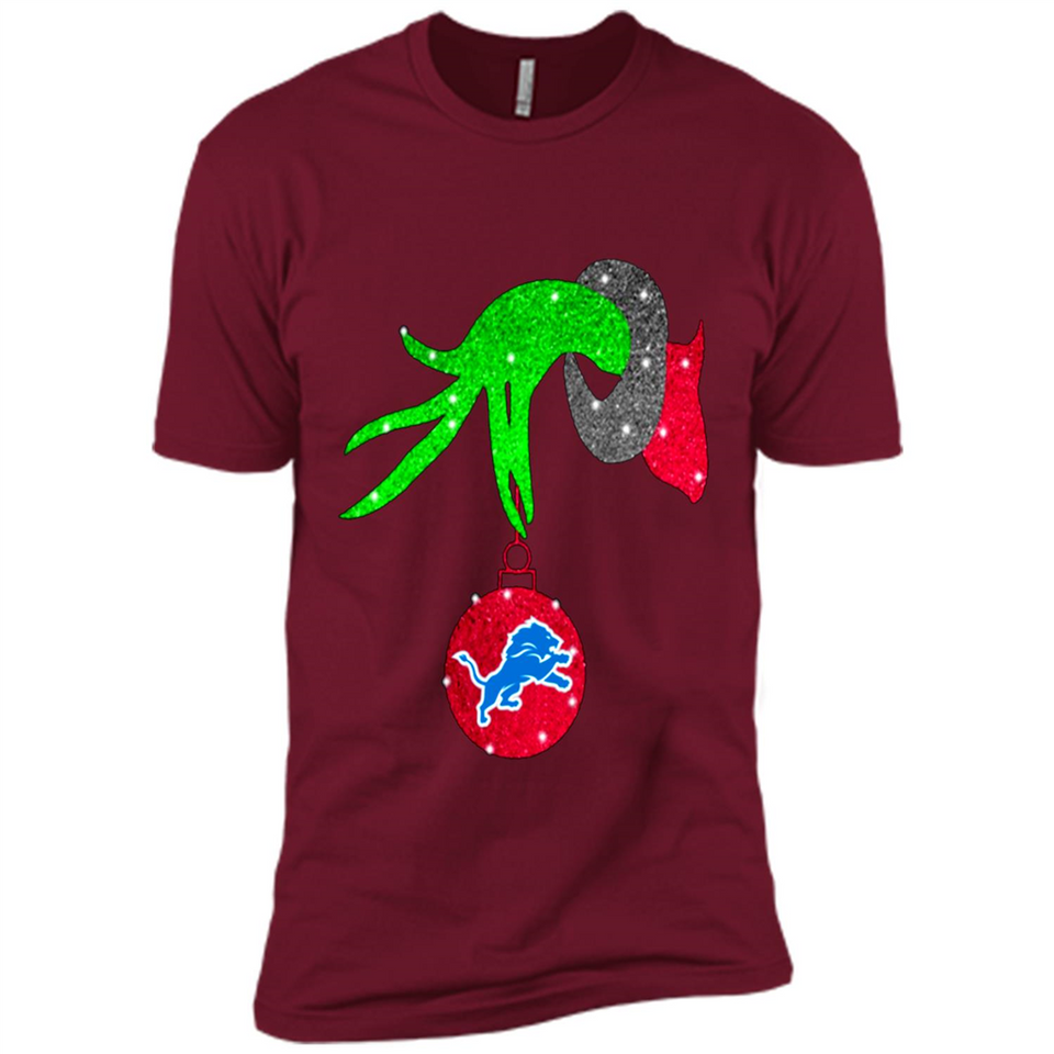 GRINCH HAND HOLDING DETROIT LIONS GLITTER CHRISTMAS PINGPONG