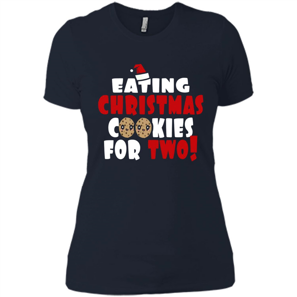 Womens Funny Eating Christmas Cookies For Two Pregnancy - Ladies' Boyfriend T-Shirt