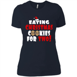 Womens Funny Eating Christmas Cookies For Two Pregnancy - Ladies' Boyfriend T-Shirt