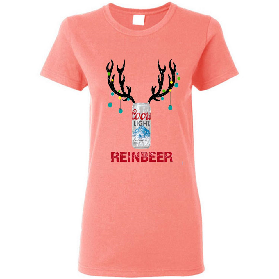 Coors Light Reinbeer Funny Beer Reindeer Christmas Sweatshirt - Ladies Short-Sleeve