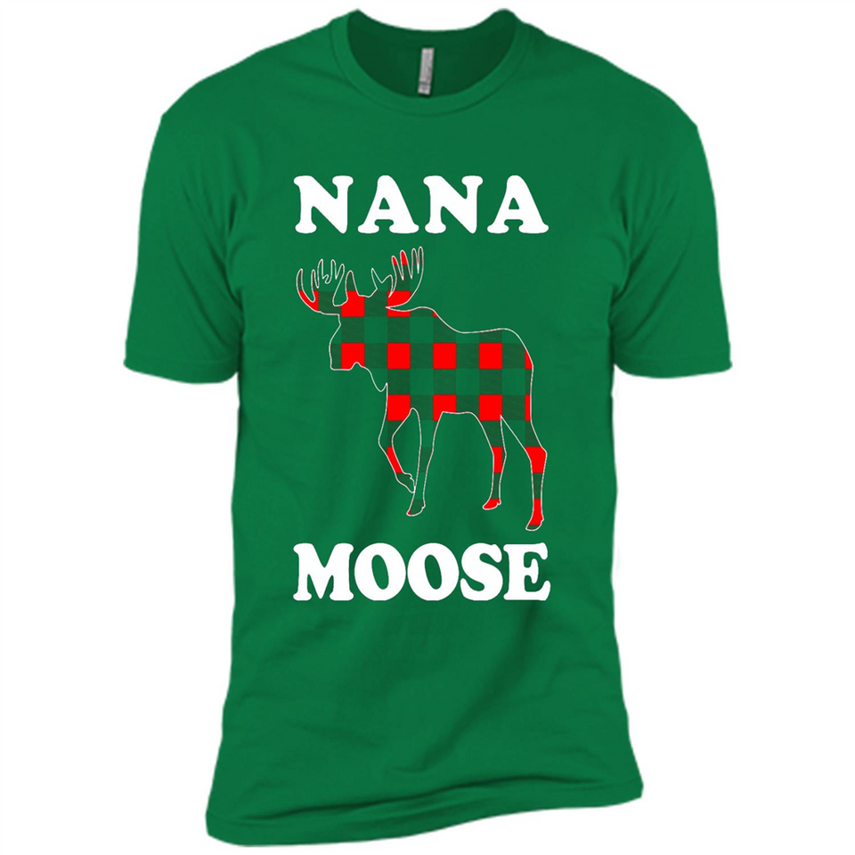 Nana Moose Funny Christmas Plaid Buffalo T-Shirt - Premium Short Sleeve T-Shirt