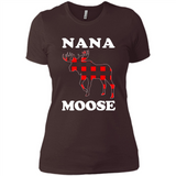 Nana Moose Funny Christmas Plaid Buffalo T-Shirt - Ladies' Boyfriend T-Shirt