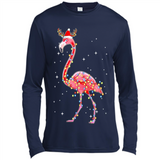 Christmas Lights Flamingo Wearing Santa Hat Funny Xmas - Canvas Long Sleeve T-Shirt