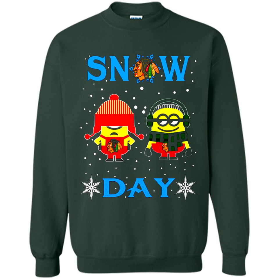 Snow Day Shirt For Chicago Blackhawks Vs Minion Fans pingpong