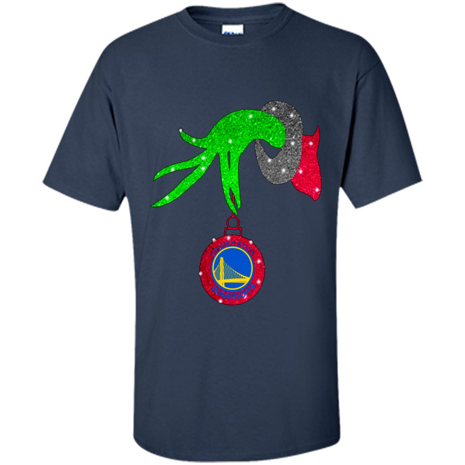 GRINCH HAND HOLDING GOLDEN STATE WARRIORS GLITTER CHRISTMAS PINGPONG