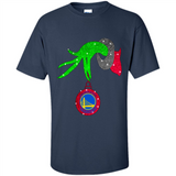 GRINCH HAND HOLDING GOLDEN STATE WARRIORS GLITTER CHRISTMAS PINGPONG