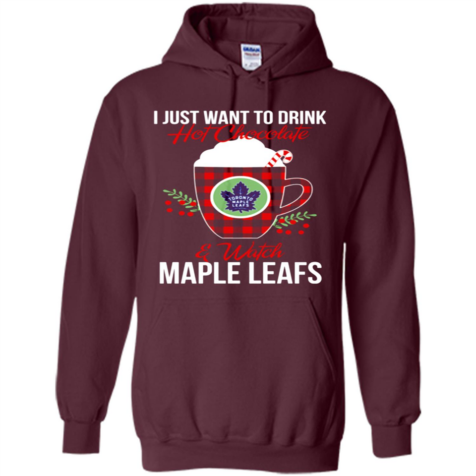 I Just Want To Drink Hot Chocolate & Watch Toronto Maple Leafs Ugly Christmas Sweater PINGPONG