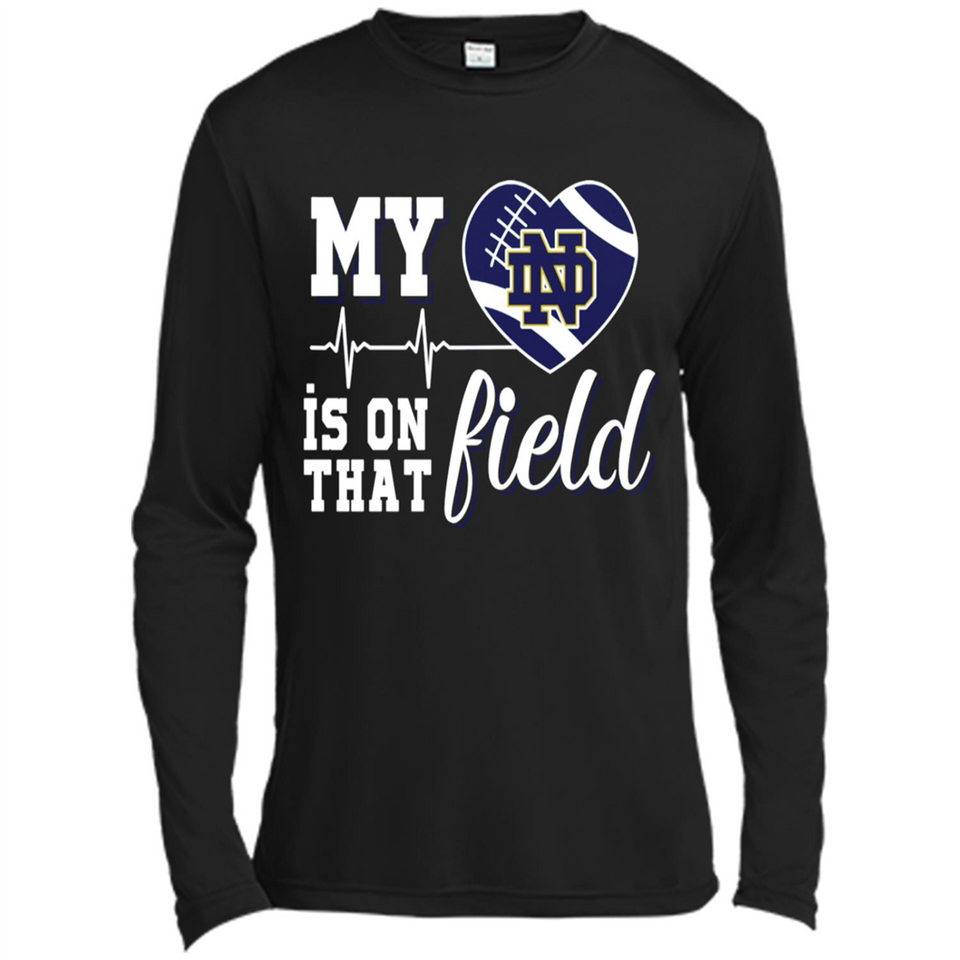 Notre Dame Fighting Irish Football My Heart is on that Field - Canvas Long Sleeve T-Shirt