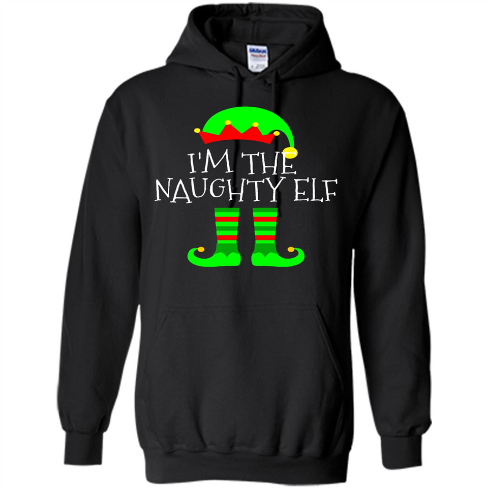 Matching Family Christmas Shirt Funny I'm The Naughty Elf Black mugs PINGPONG - Hoodie