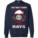 I Just Want To Drink Hot Chocolate & Watch Tampa Bay Rays Ugly Christmas Sweater PINGPONG