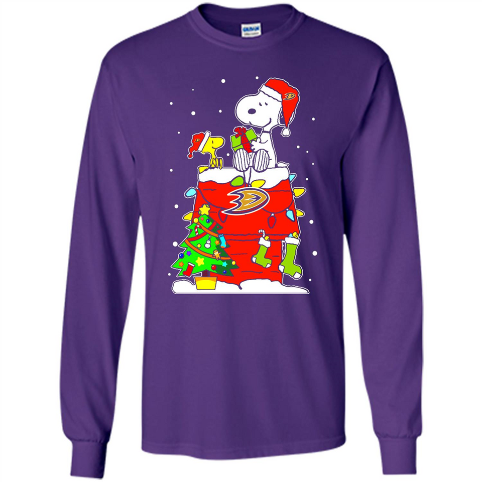 Anaheim Ducks Snoopy Ugly Christmas Sweaters - Long Sleeve T-Shirt