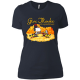 Snoopy Thanksgiving Give Thanks With A Grateful Heart - Ladies' Boyfriend T-Shirt