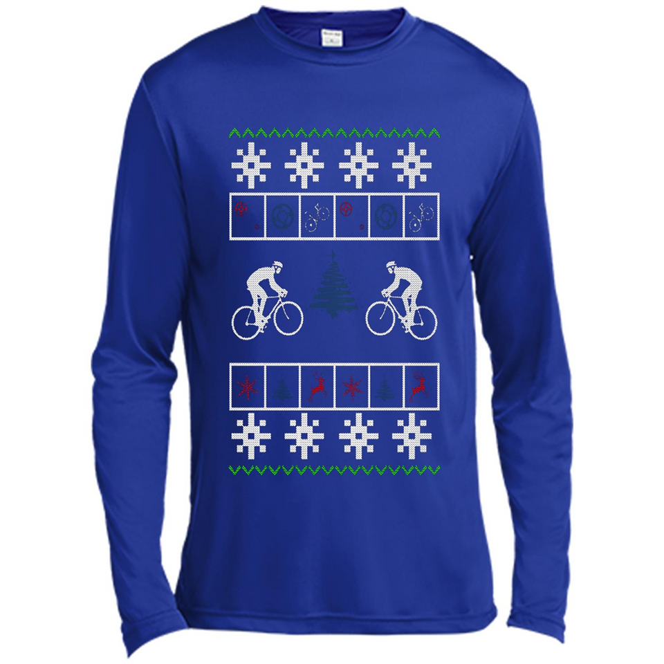 Christmas Ugly Sweater Cycling - Best Ugly Christmas Sweater - Canvas Long Sleeve T-Shirt