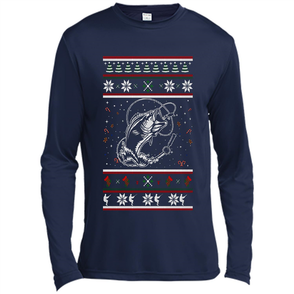 Christmas Ugly Sweater Fishing Ugly Christmas Sweater - Canvas Long Sleeve T-Shirt