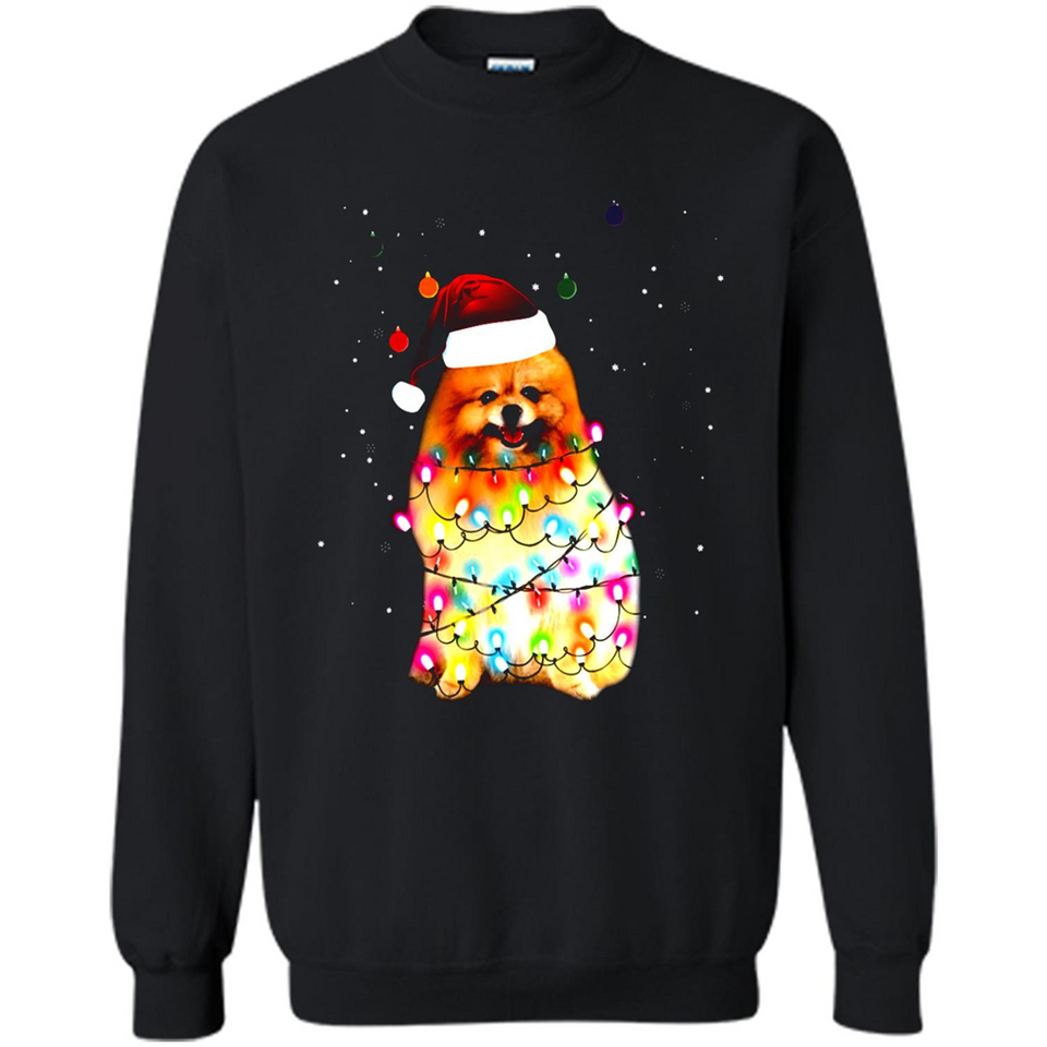 Pomeranian Santa Lights Christmas Dog Xmas Sweatshirt - Sweatshirt