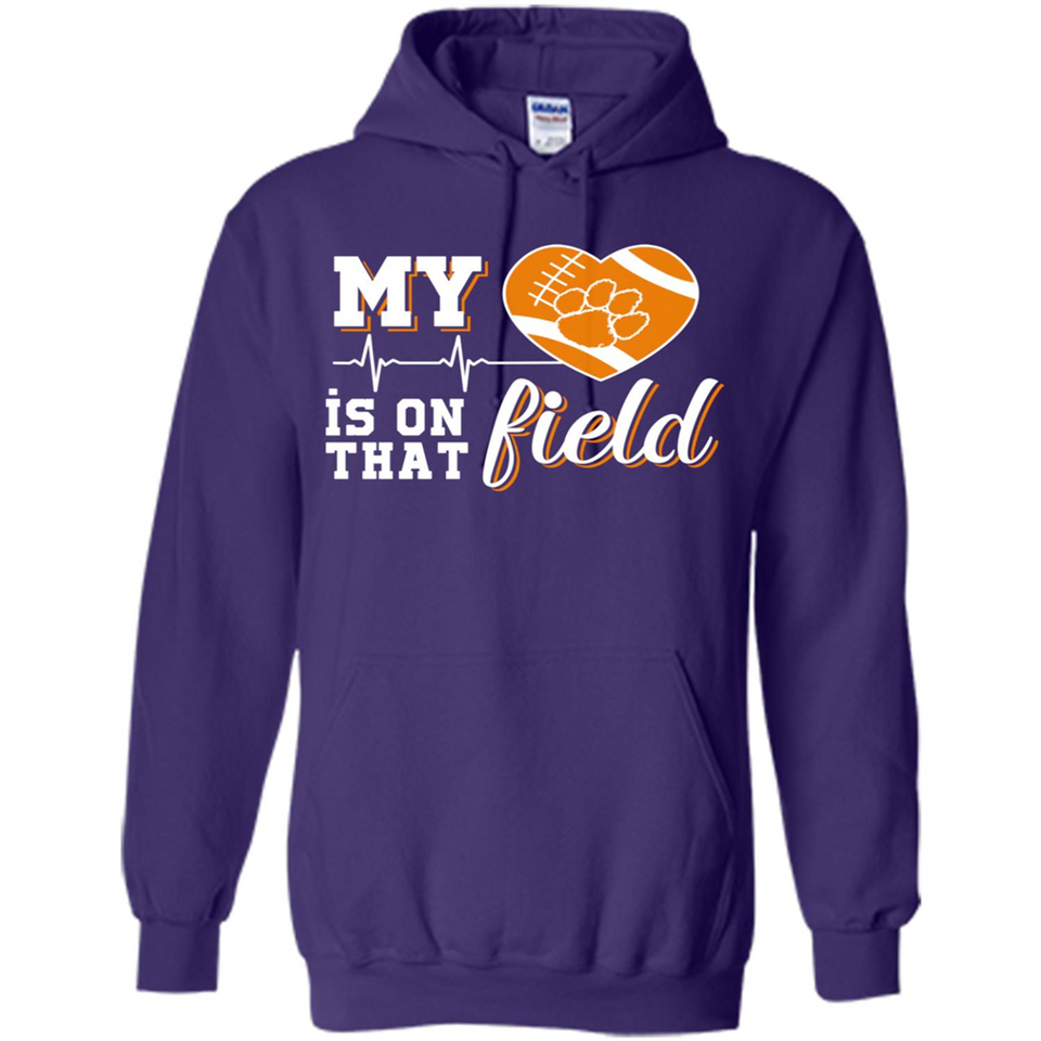 Clemson Tiger Paw Football My Heart is on that Field - Hoodie