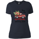 Snoopy This Is My Hallmark Christmas Movies Watching T-Shirt - Ladies' Boyfriend T-Shirt