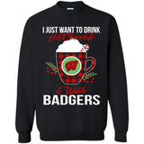 I Just Want To Drink Hot Chocolate & Watch Wisconsin Badgers Ugly Christmas Sweater PINGPONG