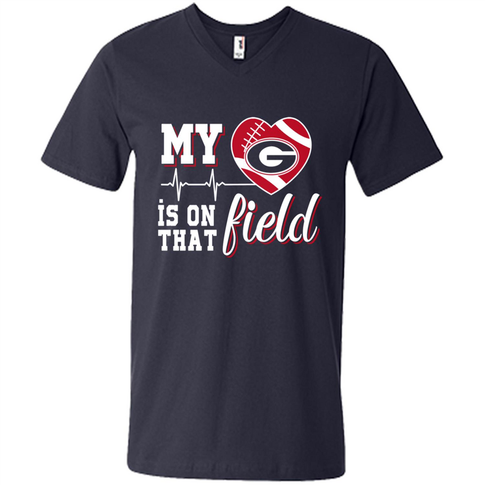 Georgia Bulldogs Football My Heart is on that Field - Men's V-Neck