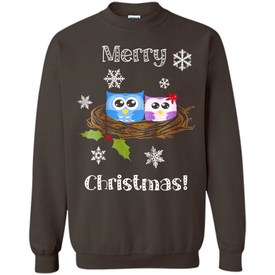 Cute Christmas Shirt Merry Christmas Snowflakes Owls Nest
