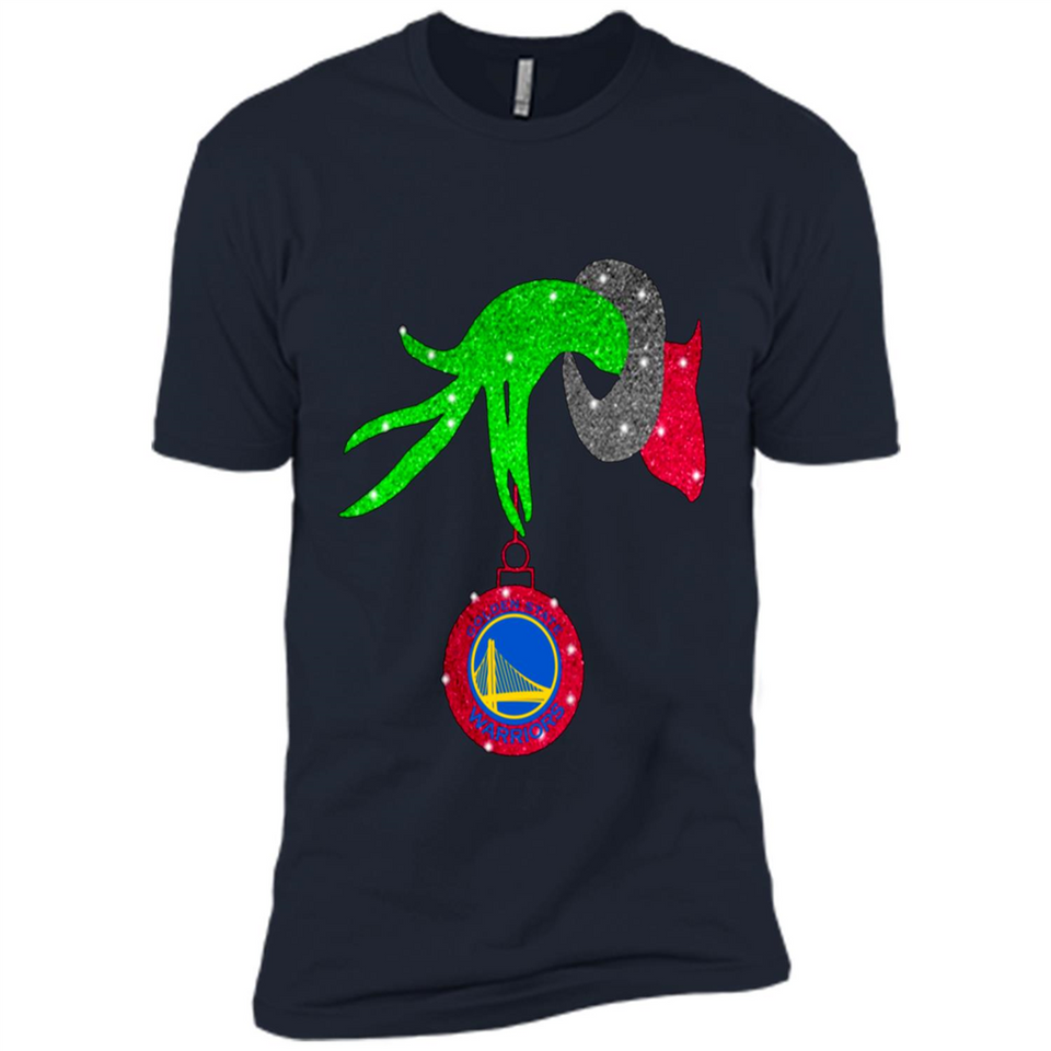 GRINCH HAND HOLDING GOLDEN STATE WARRIORS GLITTER CHRISTMAS PINGPONG