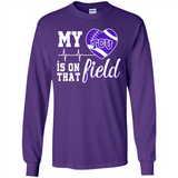 TCU Horned Frogs Football My Heart is on that Field - Long Sleeve T-Shirt